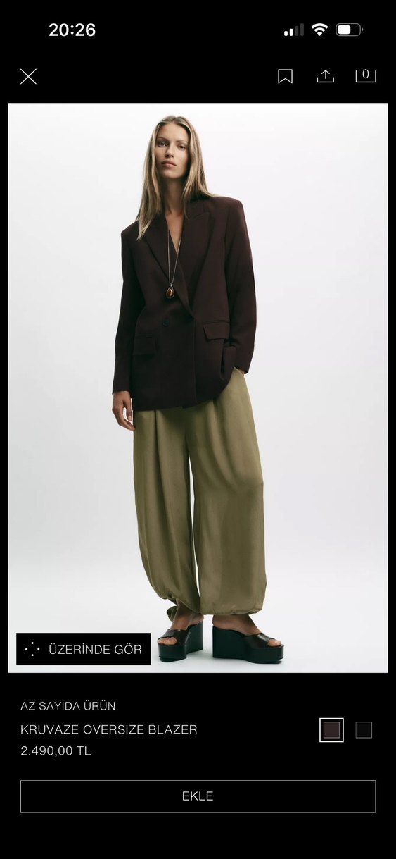 Kadın Kahverengi Düğmeli Ofis Blazeri - Görsel 5