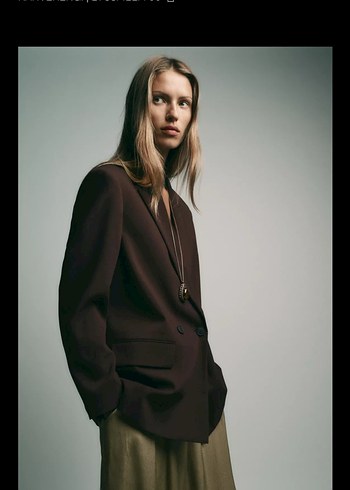 Düğmeli Kahverengi Kadın Blazer Ceket - Görsel 3