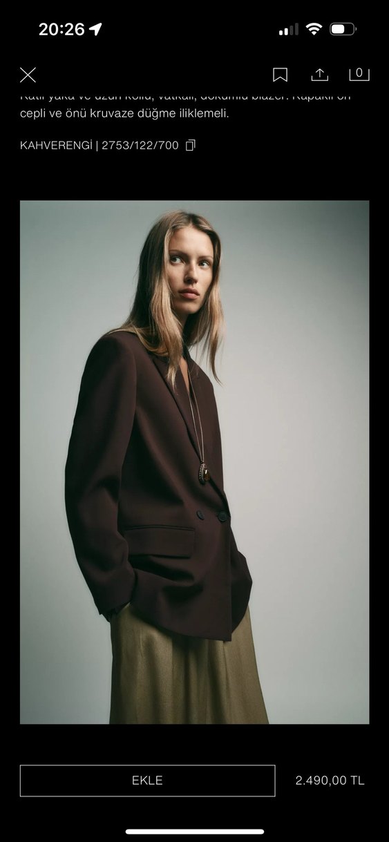 Düğmeli Kahverengi Kadın Blazer Ceket - Görsel 3