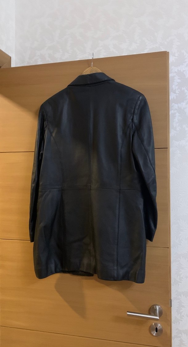 Düğmeli Siyah Deri Kadın Ceket - Görsel 3