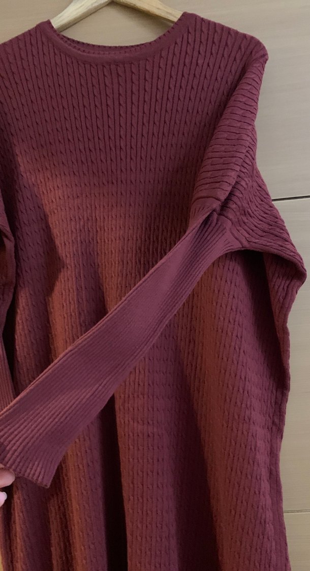 Bordo Uzun Triko Kadın Etek - Görsel 3