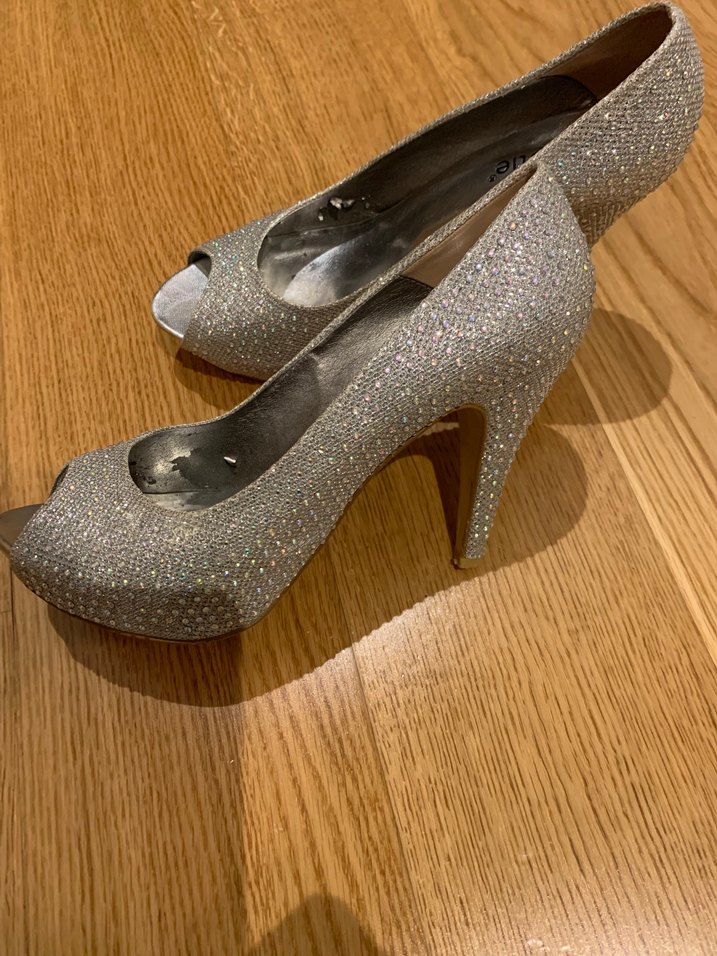 Gri Simli Dolgu Topuk Abiye Kadın Ayakkabı - Görsel 2
