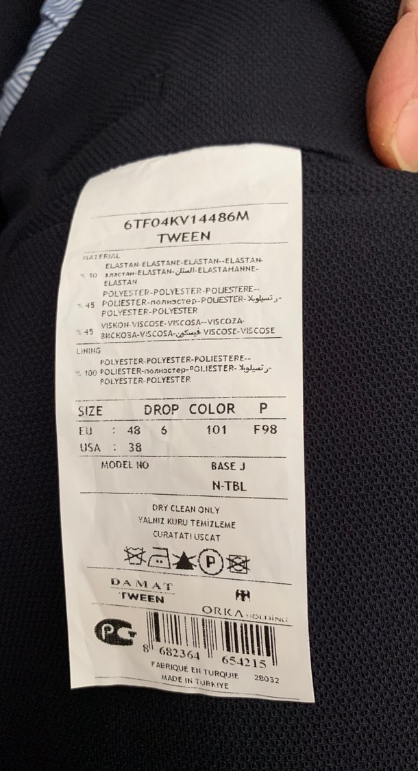 Koyu Mavi Erkek Takım Ceket, Düğmeli, Normal Boy - Görsel 5