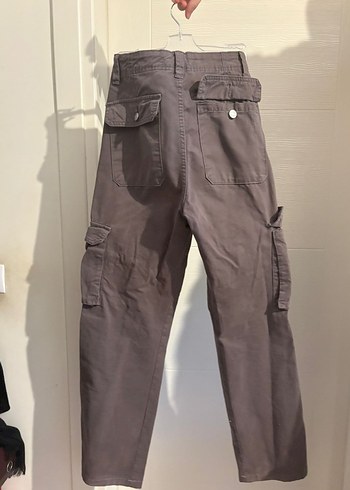 Pull and Bear Gri Kargo Pantolon - Görsel 2