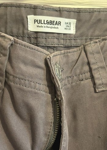 Pull and Bear Gri Kargo Pantolon - Görsel 3