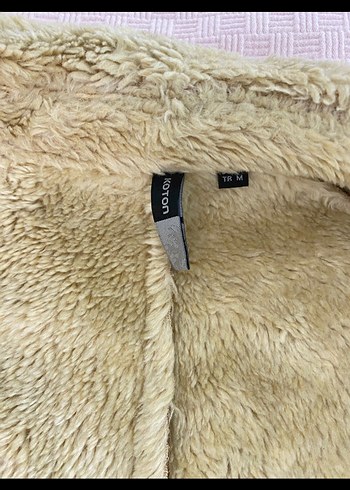 Bej Süet Kadın Ceket Kürklü Yakalı - Görsel 3