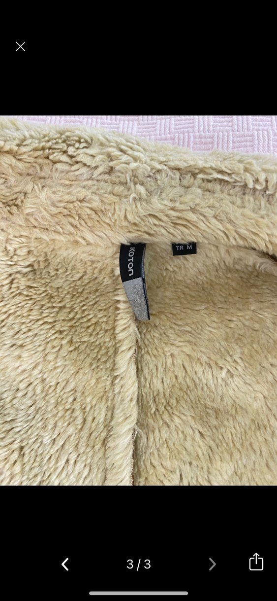 Bej Süet Kadın Ceket Kürklü Yakalı - Görsel 3