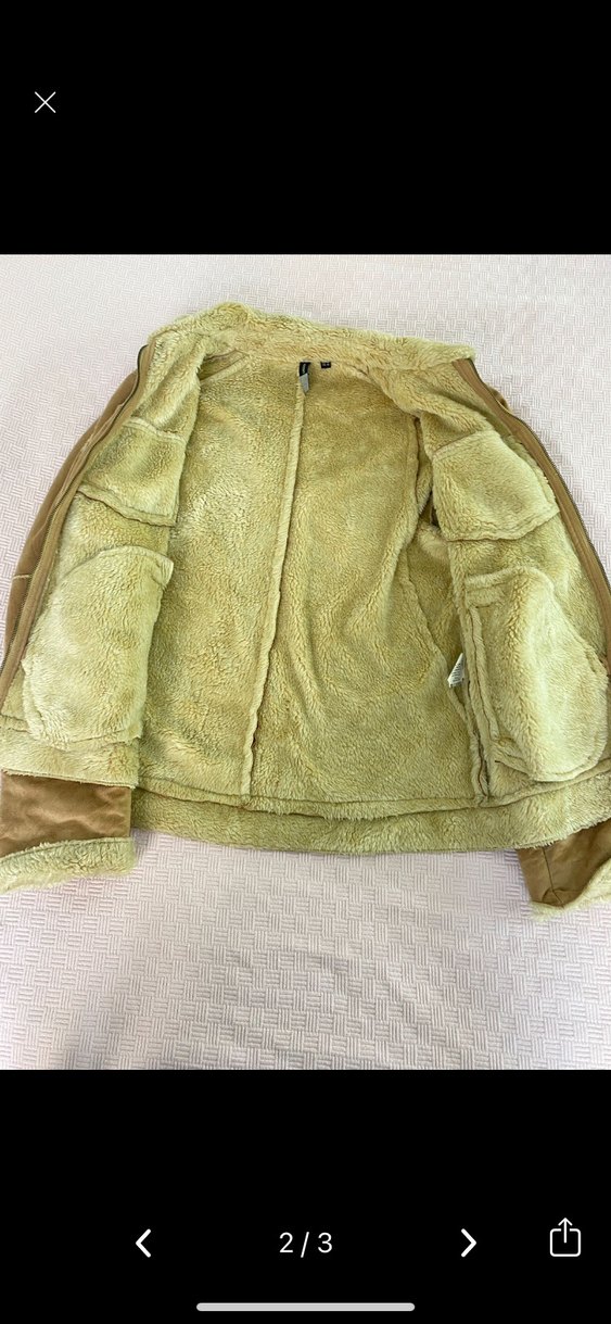 Bej Süet Kadın Ceket Kürklü Yakalı - Görsel 2