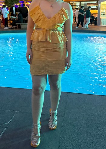 Twist mini drapeli elbise - Görsel 2