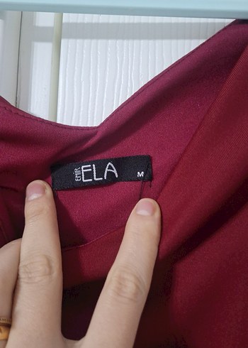 Bordo kayık Yakalı   Abiye Elbise - Görsel 3