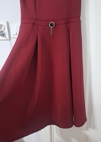 Bordo kayık Yakalı   Abiye Elbise - Görsel 4