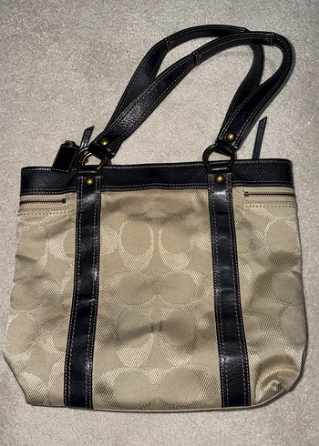 Coach Klasik Desenli Bej Deri Kadın Çanta - Görsel 4