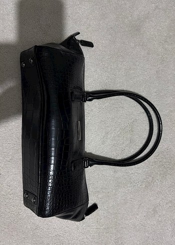 Esprit Klasik Siyah Deri Kemerli Yılan Desenli Çanta - Görsel 3