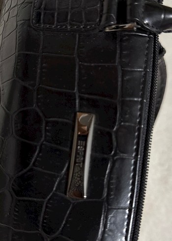 Esprit Klasik Siyah Deri Kemerli Yılan Desenli Çanta - Görsel 2