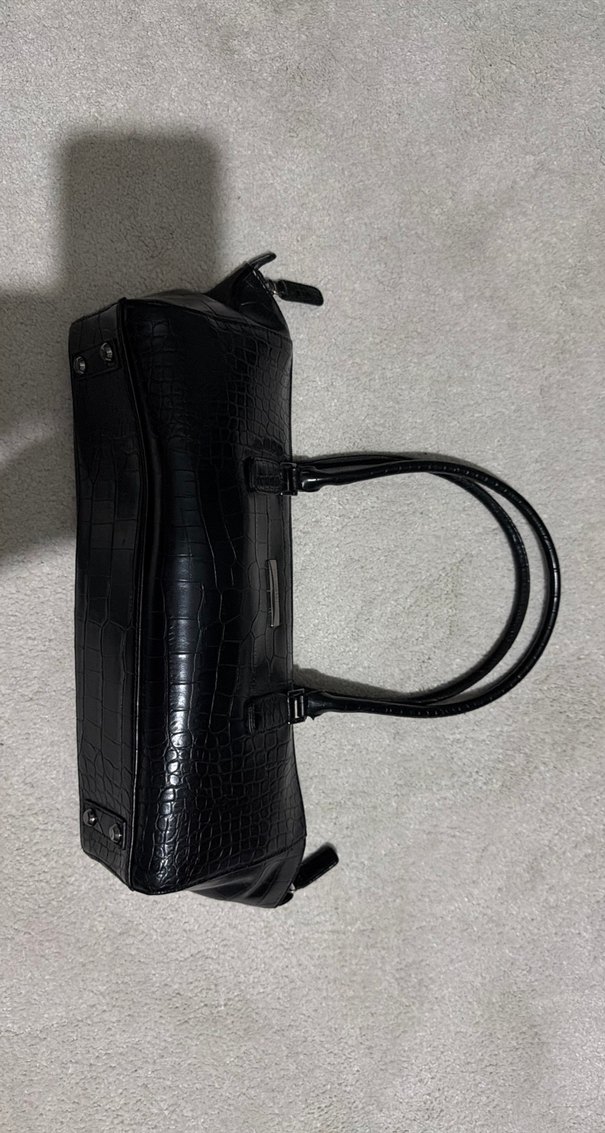 Esprit Klasik Siyah Deri Kemerli Yılan Desenli Çanta - Görsel 3