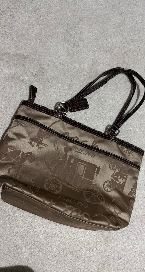 Coach Kadın Kahverengi Deri Baskılı Günlük Çanta - Görsel 2