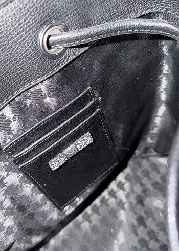 Karl Lagerfeld Kemerli Siyah Deri Goth Kadın Çanta - Görsel 3