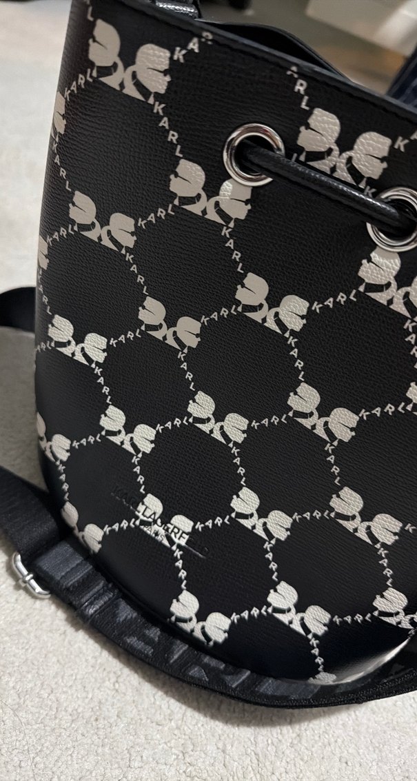 Karl Lagerfeld Kemerli Siyah Deri Goth Kadın Çanta - Görsel 2