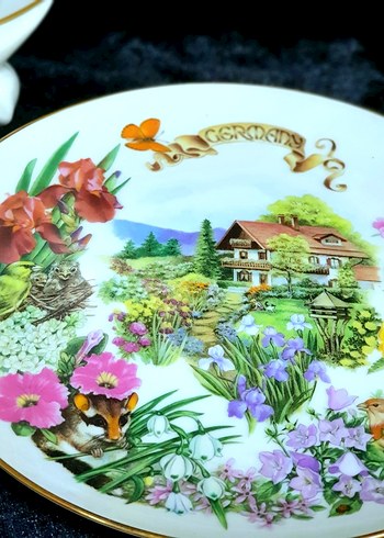 Çiçek Desenli Renkli Dekoratif Tabak Seti - Görsel 4