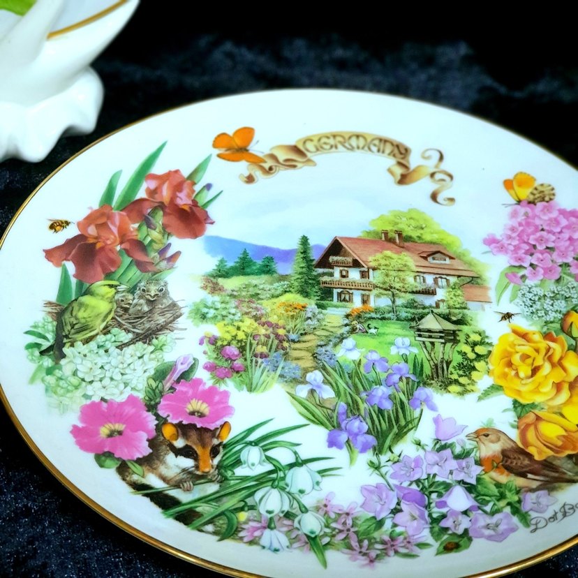 Çiçek Desenli Renkli Dekoratif Tabak Seti - Görsel 4