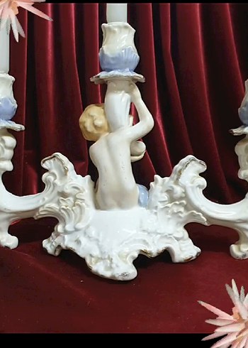 Beyaz Melek Figürlü 3 kollu Şamdan - Görsel 2