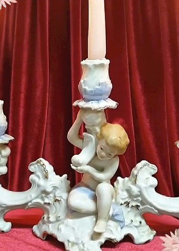 Beyaz Melek Figürlü 3 kollu Şamdan - Görsel 4