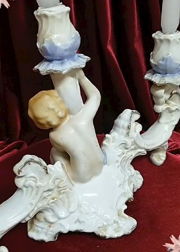 Beyaz Melek Figürlü 3 kollu Şamdan - Görsel 8