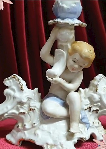 Beyaz Melek Figürlü 3 kollu Şamdan - Görsel 6