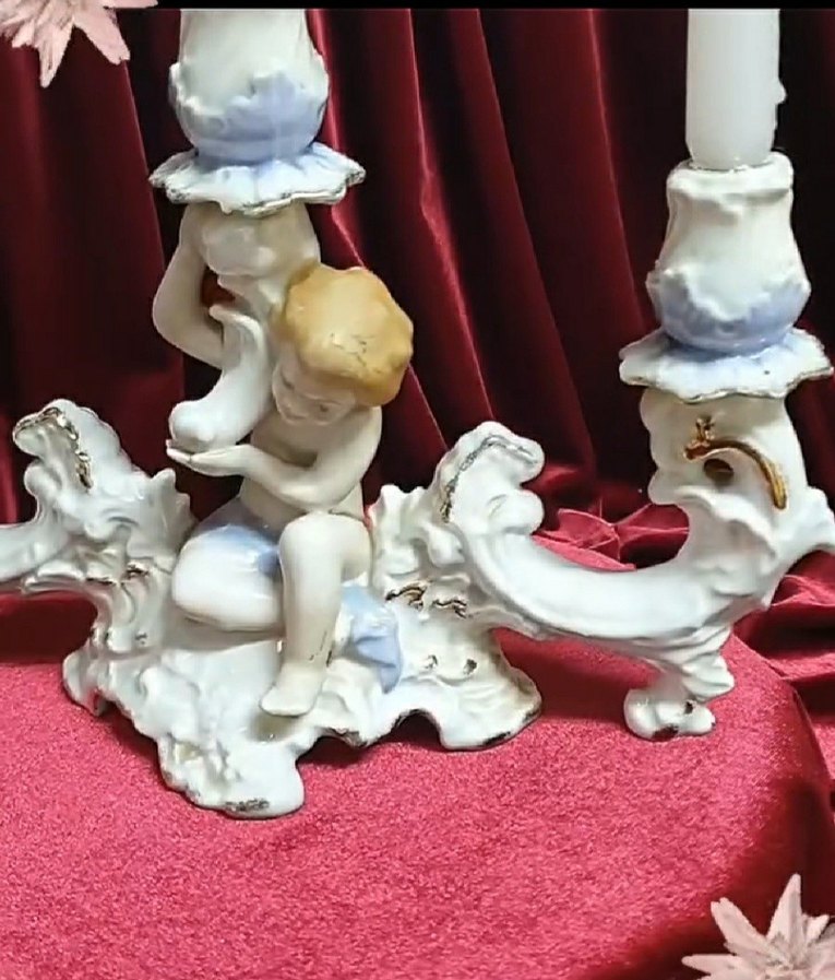 Beyaz Melek Figürlü 3 kollu Şamdan - Görsel 3