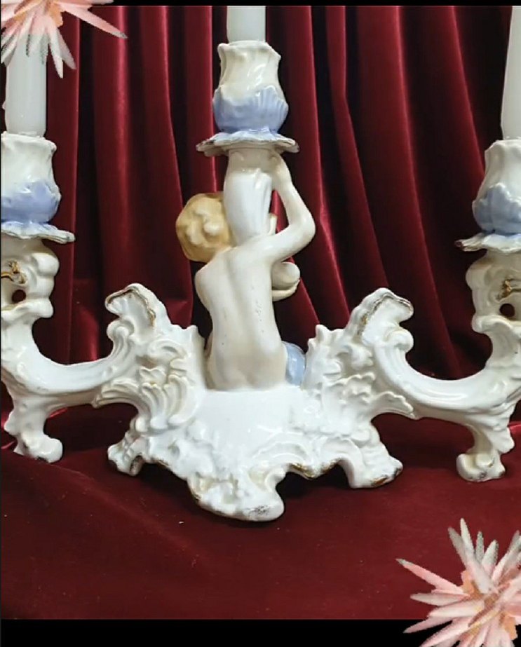 Beyaz Melek Figürlü 3 kollu Şamdan - Görsel 2