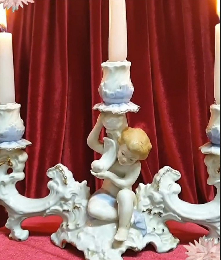 Beyaz Melek Figürlü 3 kollu Şamdan - Görsel 4