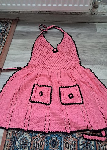 Pembe Örgü Mutfak Önlüğü - Görsel 3
