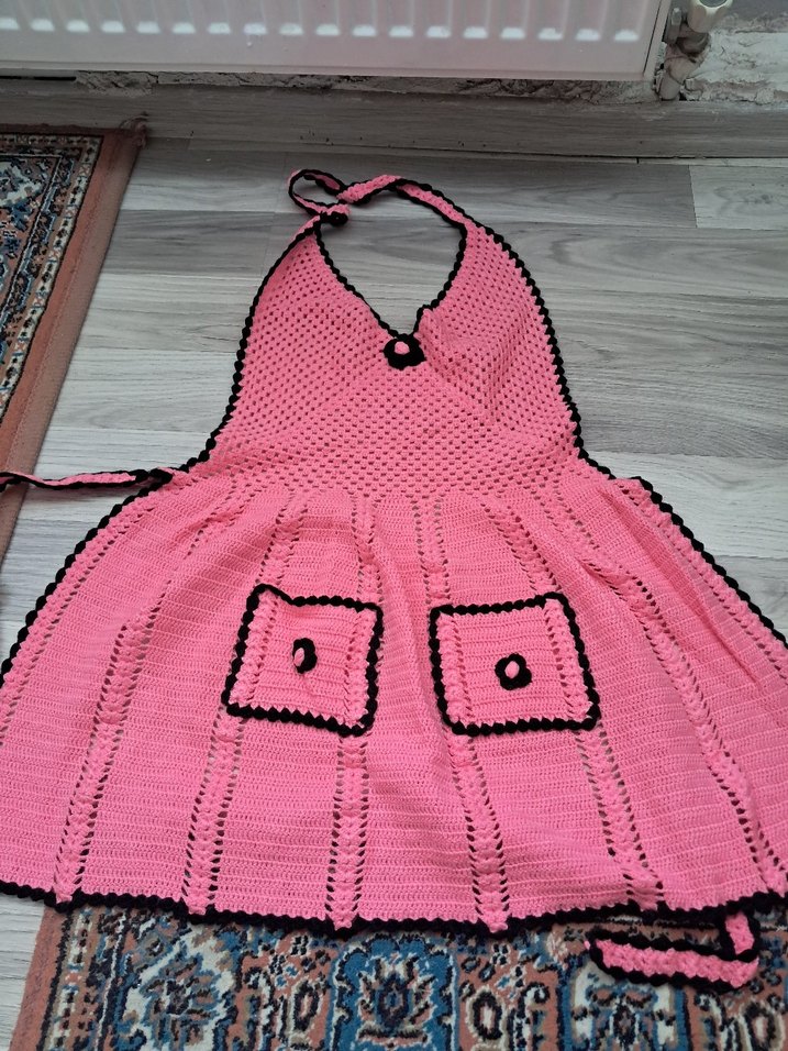 Pembe Örgü Mutfak Önlüğü - Görsel 2