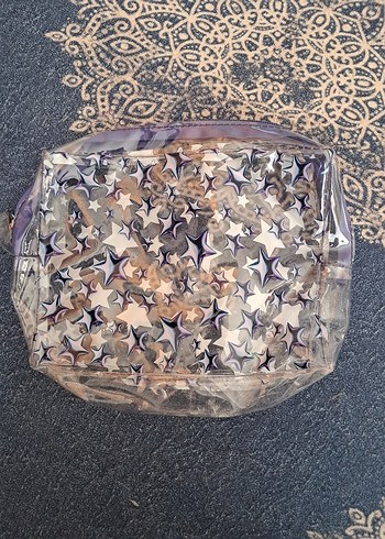 Payetli Mor Desenli Kadın Makyaj Çantası - Görsel 3