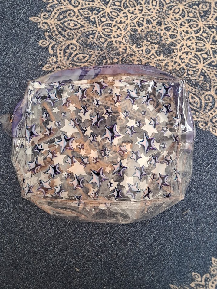 Payetli Mor Desenli Kadın Makyaj Çantası - Görsel 3