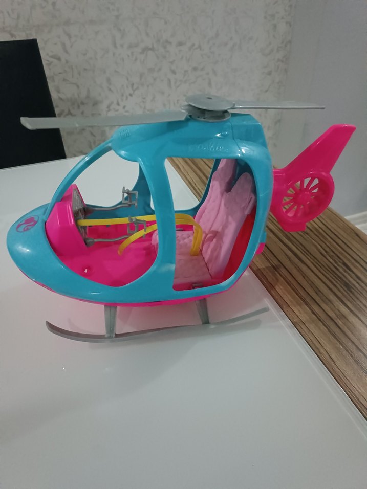 Barbie Renkli Pembe-Mavi Oyuncak Helikopter - Görsel 4