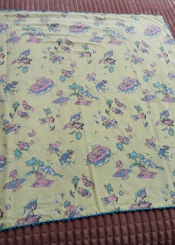 Nakışlı Mavi bebek kundak Battaniyesi + pike battaniye - Görsel 6