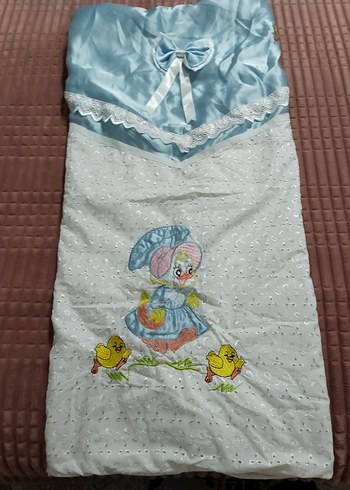 Nakışlı Mavi bebek kundak Battaniyesi + pike battaniye - Görsel 2