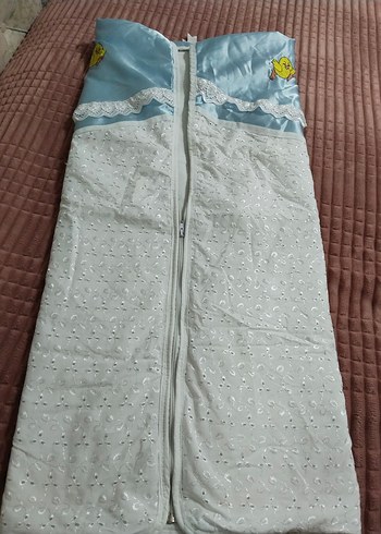 Nakışlı Mavi bebek kundak Battaniyesi + pike battaniye - Görsel 3