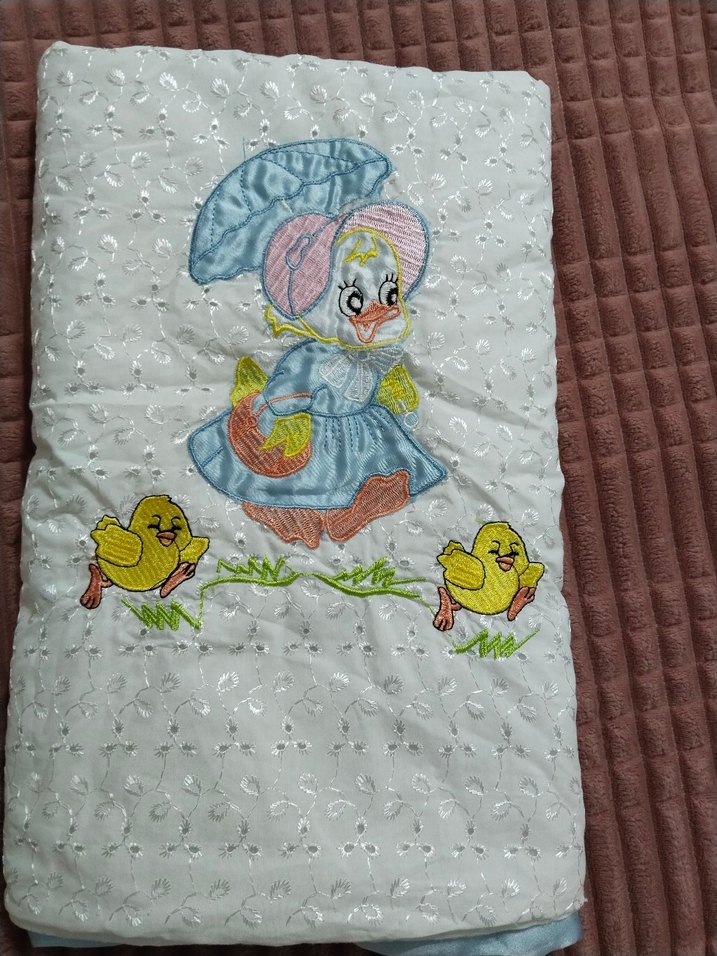 Nakışlı Mavi bebek kundak Battaniyesi + pike battaniye - Görsel 5