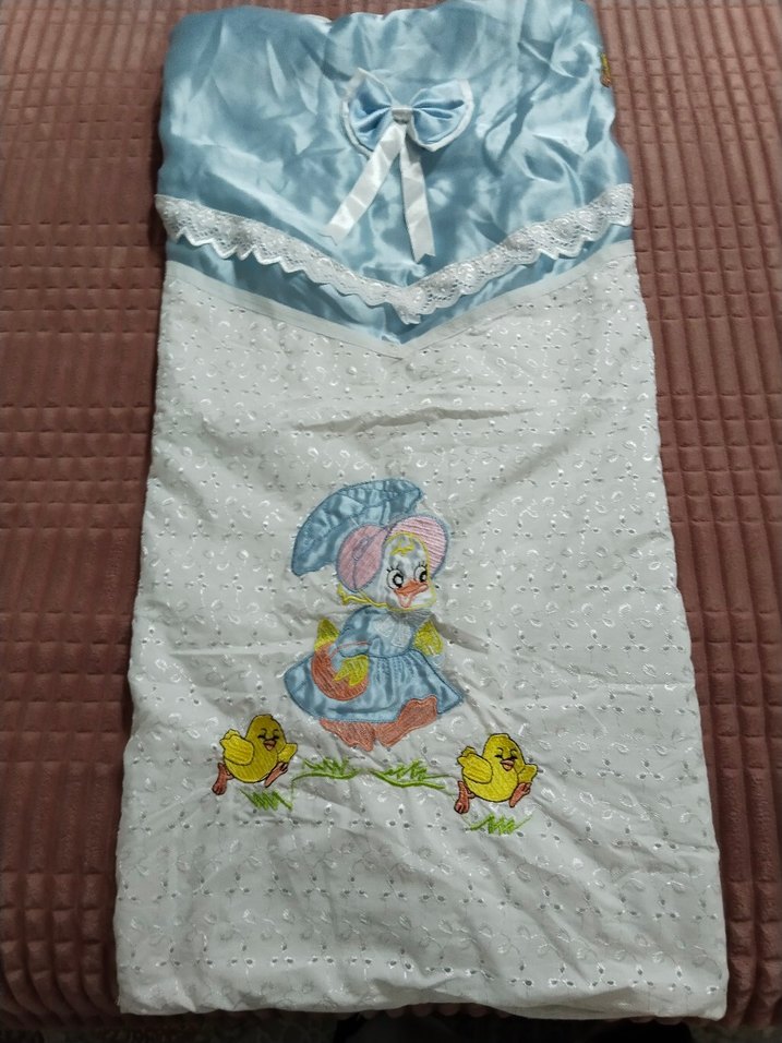 Nakışlı Mavi bebek kundak Battaniyesi + pike battaniye - Görsel 2