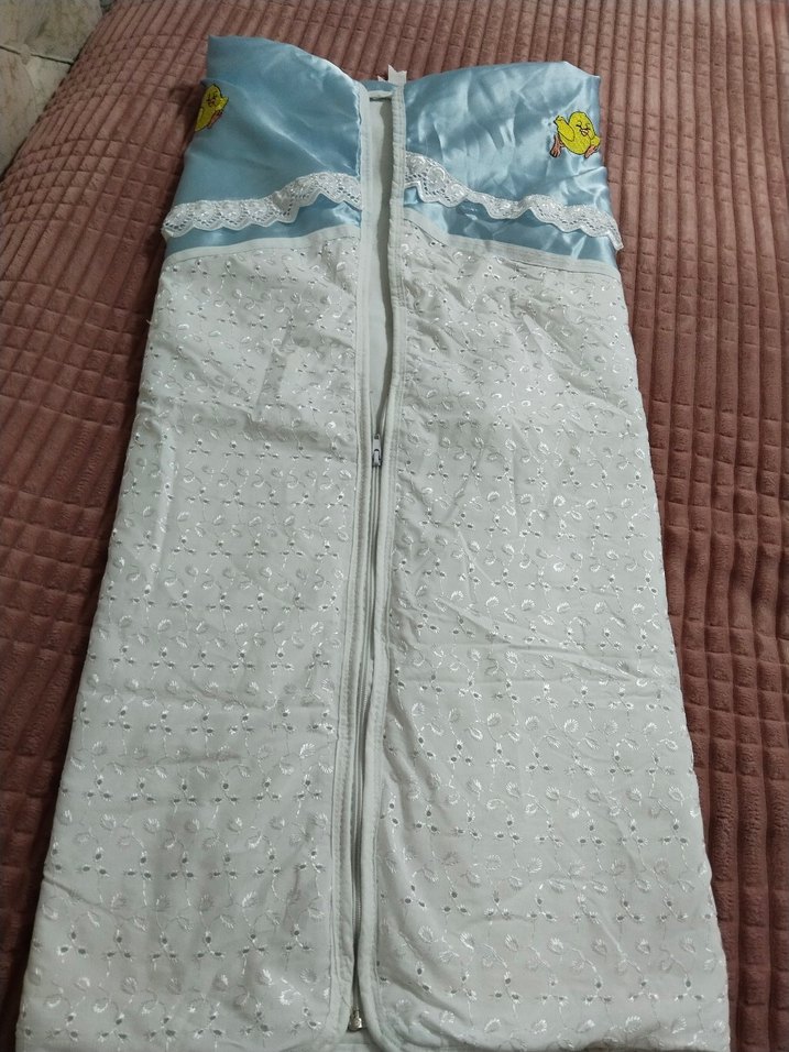 Nakışlı Mavi bebek kundak Battaniyesi + pike battaniye - Görsel 3