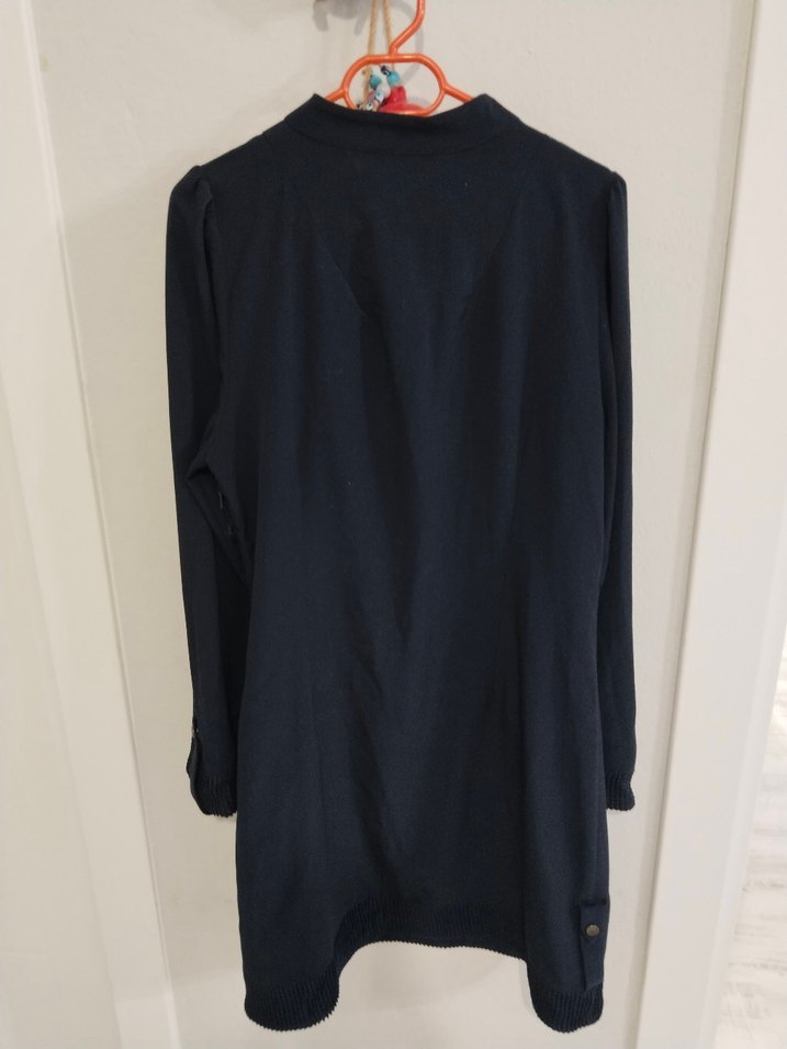 Düğmeli lacivert Uzun Kollu Kadın Tunik - Görsel 2