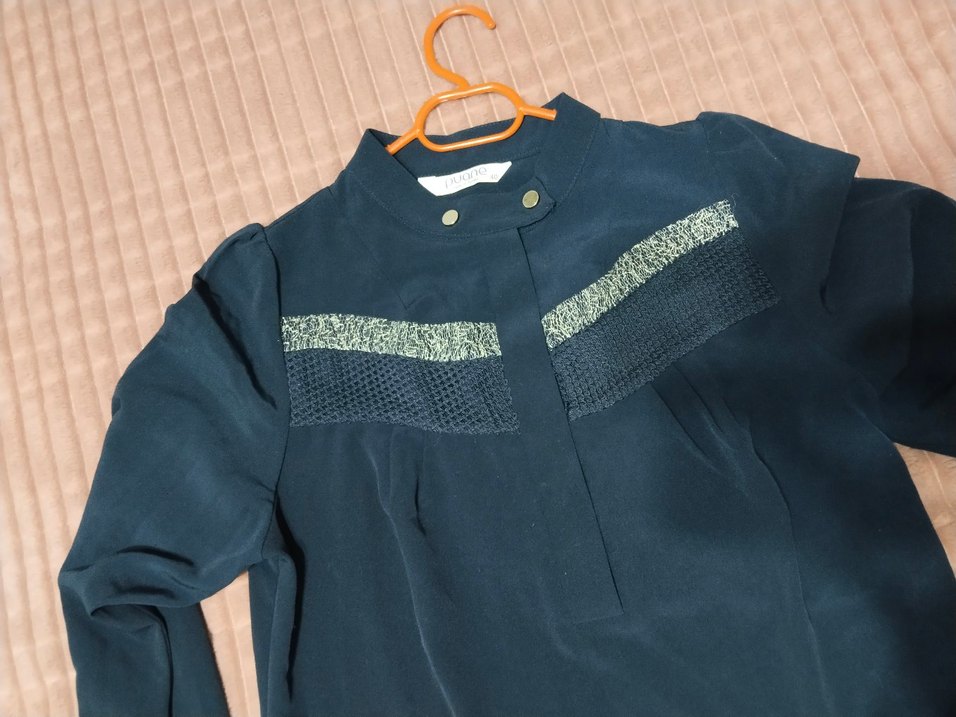 Düğmeli lacivert Uzun Kollu Kadın Tunik - Görsel 5