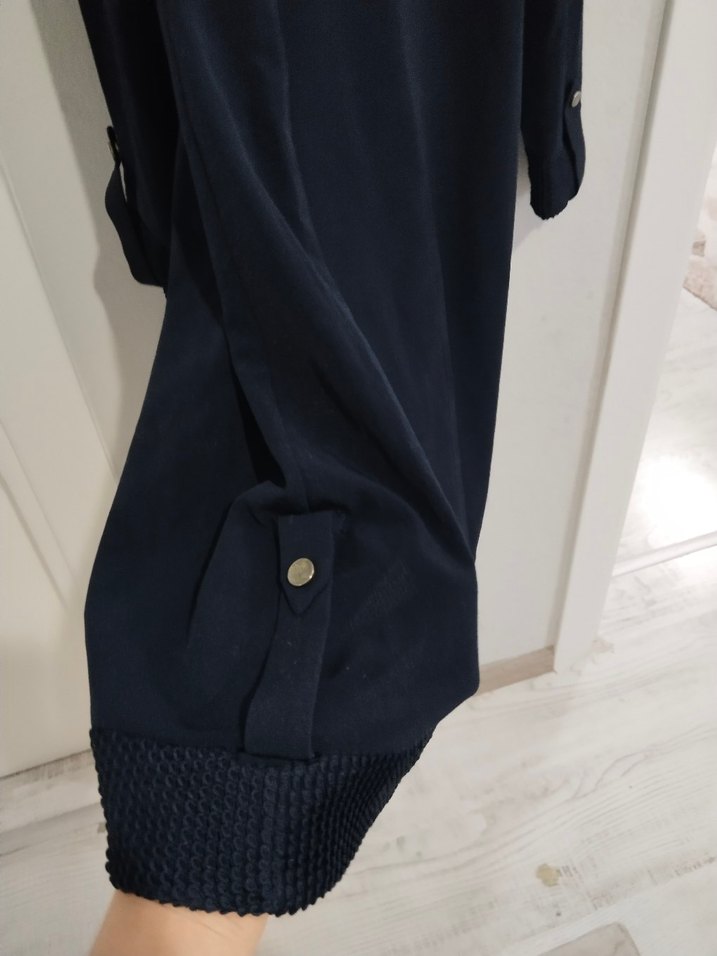 Düğmeli lacivert Uzun Kollu Kadın Tunik - Görsel 4