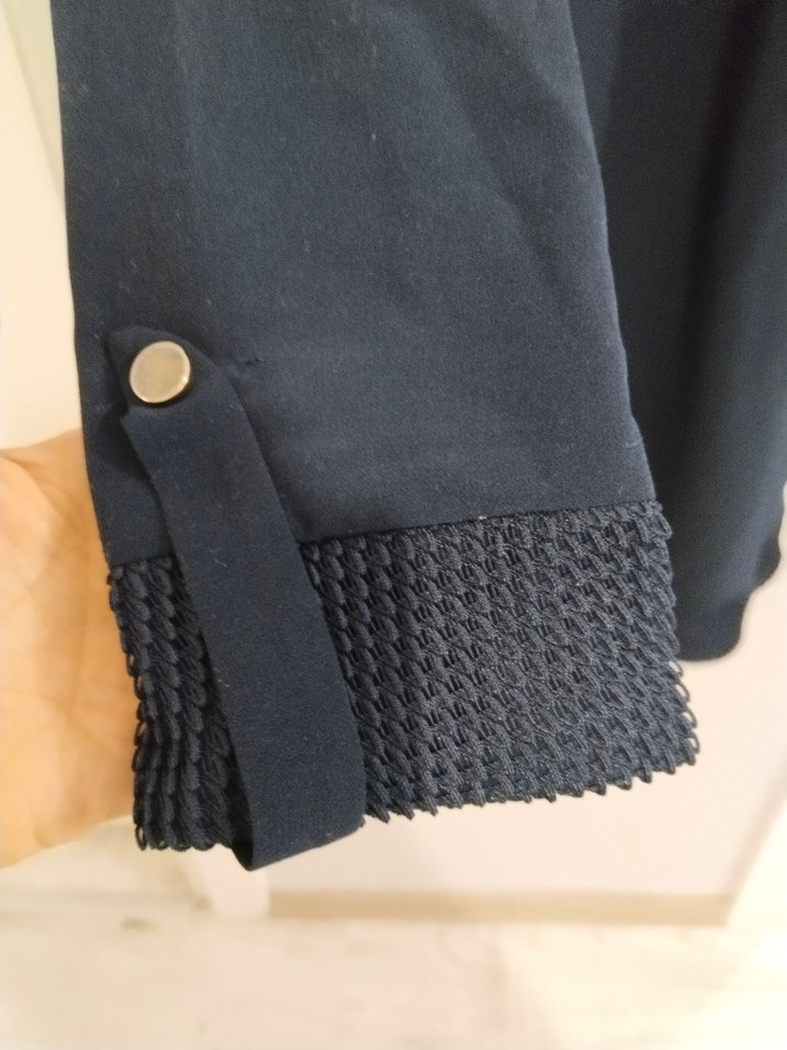 Düğmeli lacivert Uzun Kollu Kadın Tunik - Görsel 3