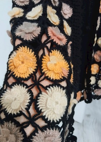 ceyizlik Çiçek Desenli Örgü Bohem Kadın Yelek - Görsel 3