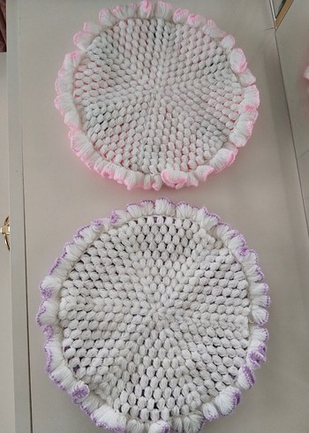 ceyizlik lifler Mor Çiçek Desenli El Örgüsü Banyo Süngeri - Görsel 4