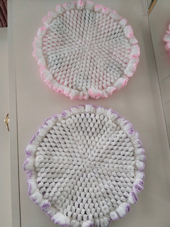 ceyizlik lifler Mor Çiçek Desenli El Örgüsü Banyo Süngeri - Görsel 4