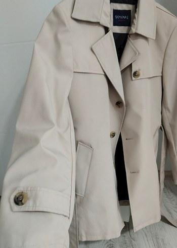 suvari Bej Düğmeli erkek Trençkot - Görsel 3